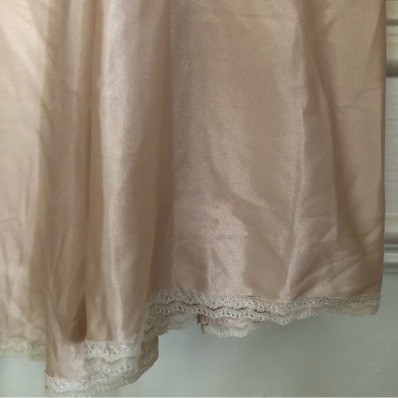 Vintage Dainty Blush Lace Trim Midi Slip Skirt Medium - Picture 3 of 6